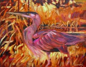 painting of a Heron by artist Brian Simons Graphic